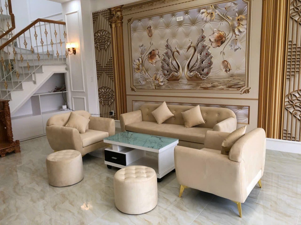 SOFA PHÒNG KHÁCH CAO CẤP VẢI NHUNG BQ08 BẢO LỘC LÂM ĐỒNG 